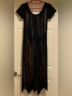 Georgia Goth Festival Boho Cut Out V Waist Renaissance Tie Dye Dress